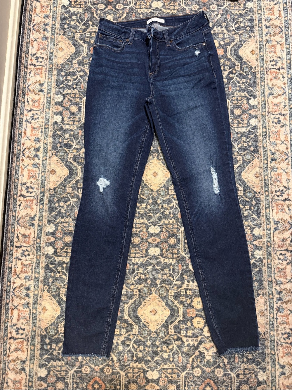 LC Lauren Conrad Dark Blue Distressed Skinny Jeans